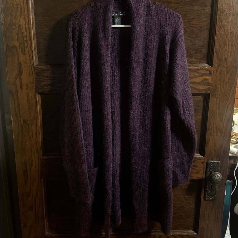 Linda Allard Ellen Tracy Deep Purple Cardigan, Size L, EUC